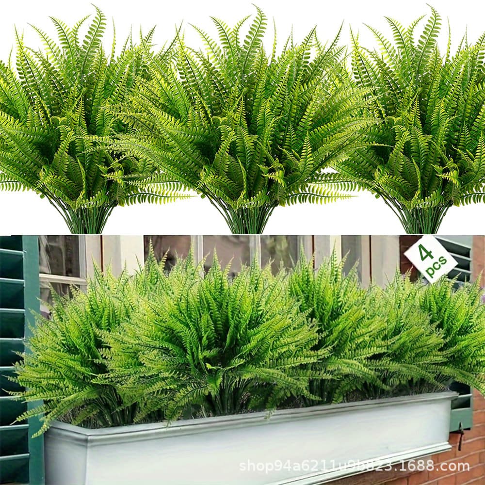 7-Branch Persian Fern Grass Eucalyptus Fence Plastic Green Leaf Plant Decoration Autumn Style