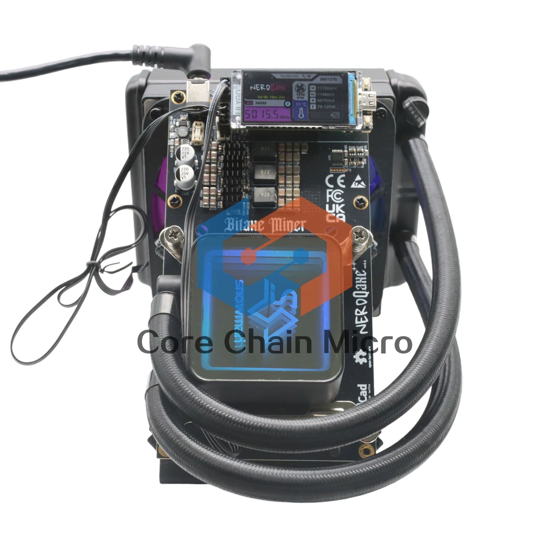 Water Cooling NerdQaxe++ 4.8T Hash Rate Home Silent Music Transparent Machine 80W Power Consumption with Power Supply