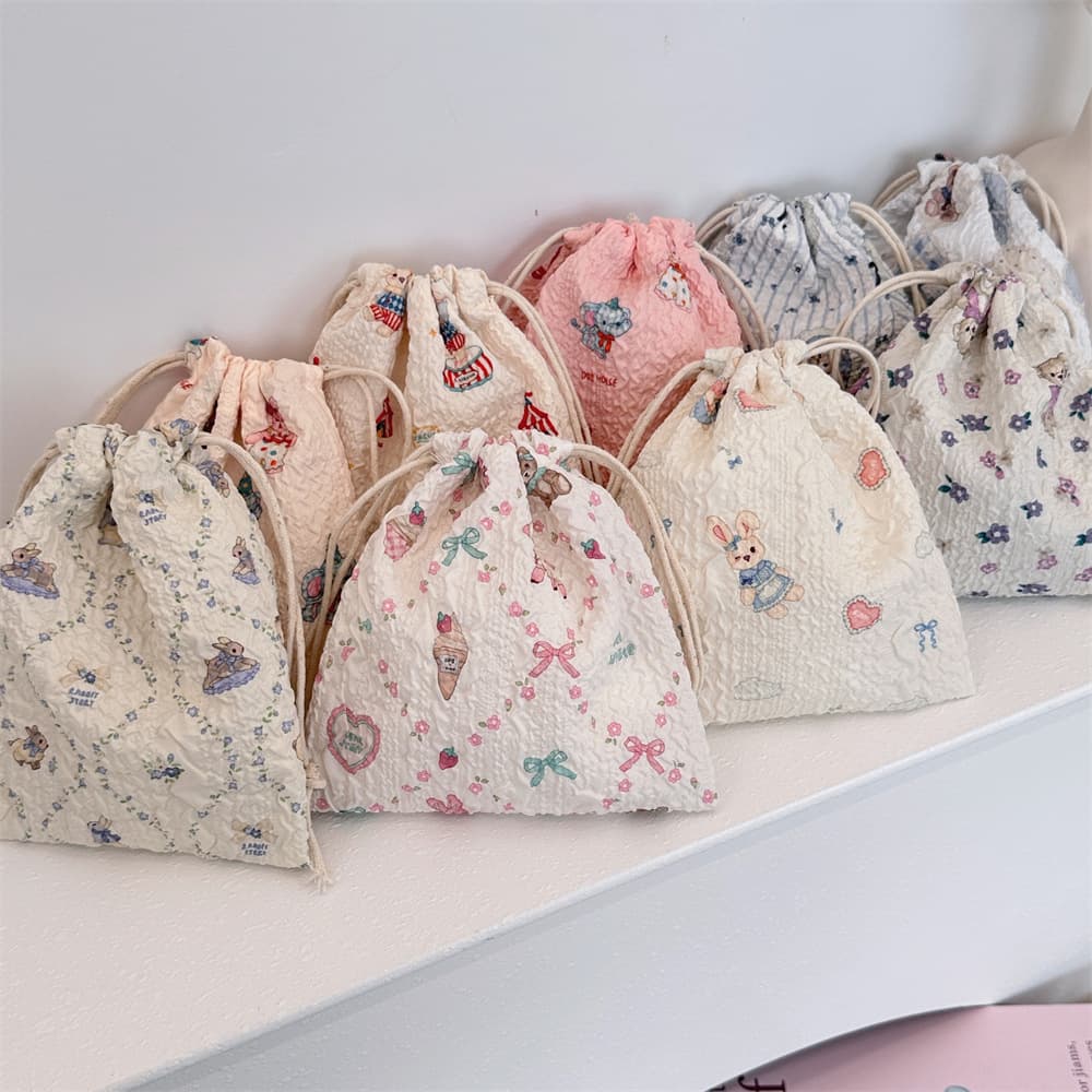48151 Cute cartoon drawstring pocket student sundries storage bag lipstick cosmetic bag portable toiletry bag