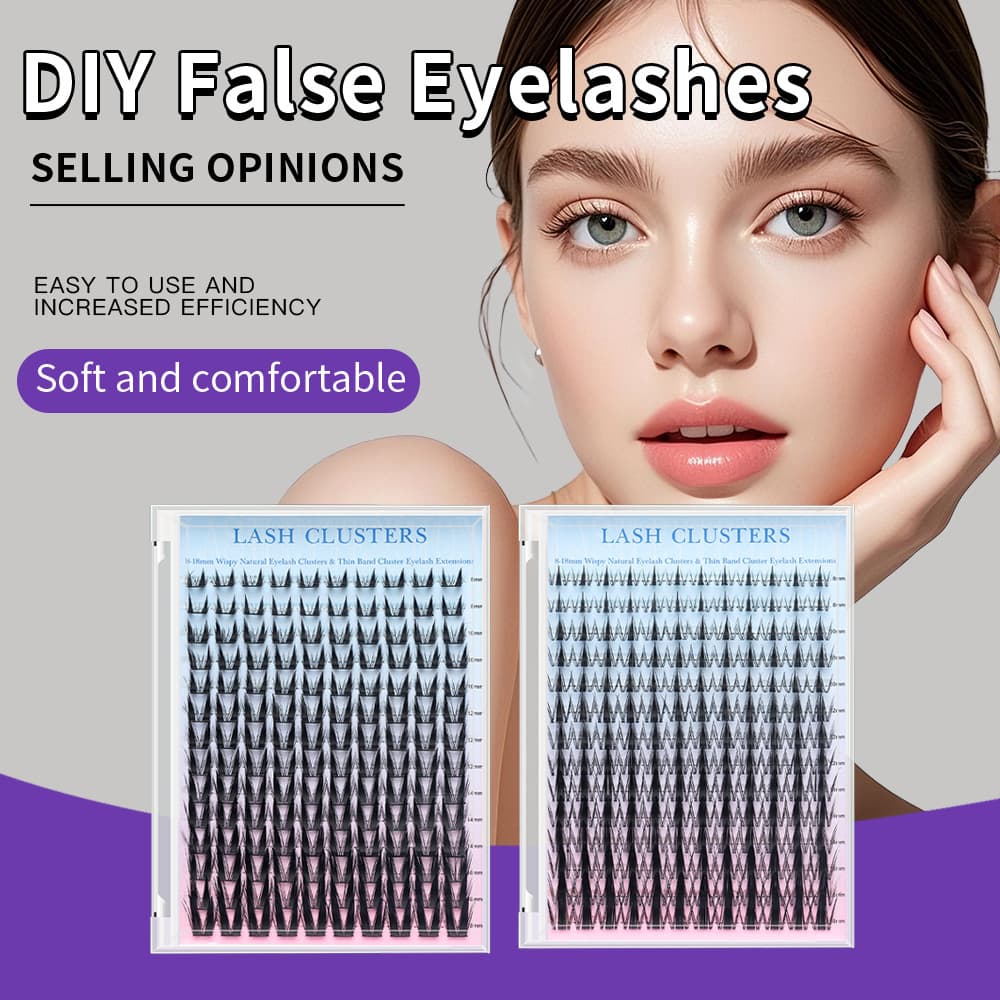 Large Volume 14-Row Dense Autumn Maple Leaf Soft False Eyelashes Natural Cat Eye Grafting DIY Three-Step Set Foreign Trade Cluster Lashes