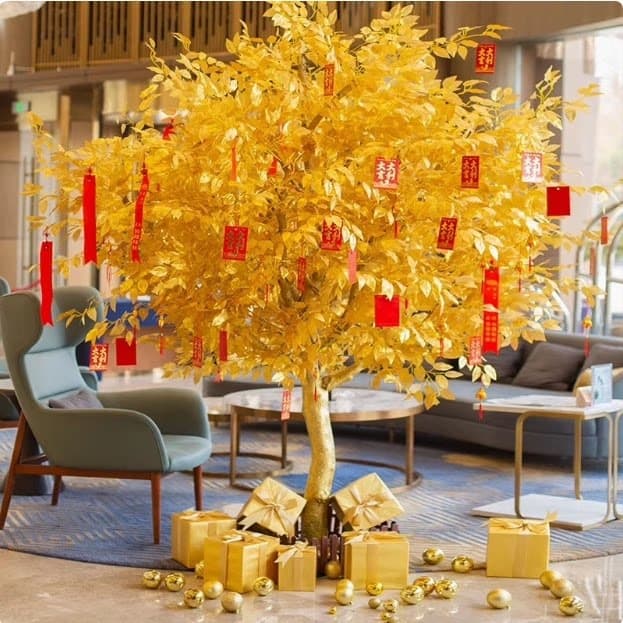 Artificial Wishing Tree Money Tree Large Lucky Tree for New Year Spring Festival Red Envelope Tree for Halls and Shopping Malls
