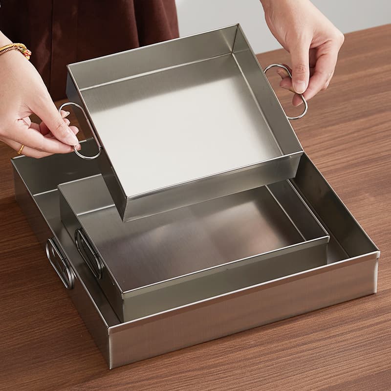 Stainless Steel Rectangular Handmade Anti-Leak Tray, Water Drip Tray, Oil Drip Tray, Right Angle Tray, Ejiao Tray