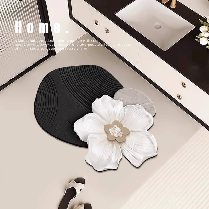 Cross-border simple diatom mud floor mat bathroom special-shaped flower anti-slip floor mat bathroom door absorbent quick-drying floor mat