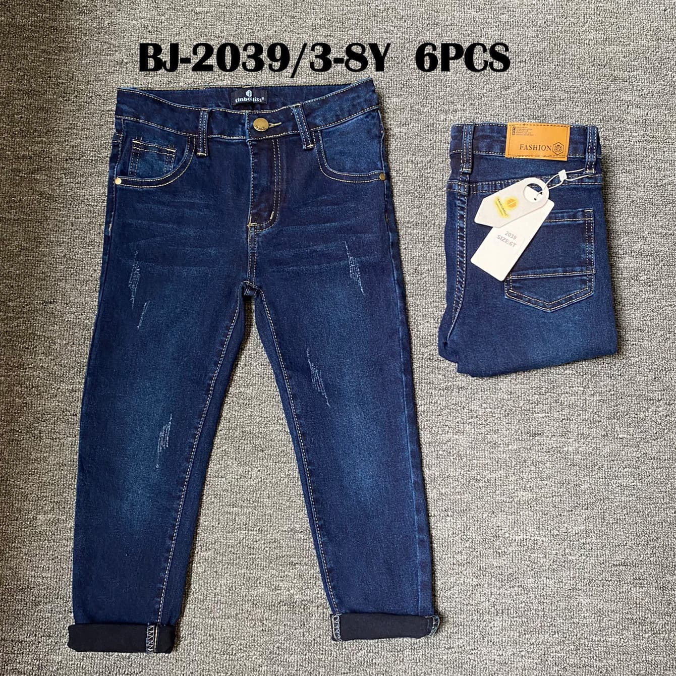 New Children's Jeans for Boys, Mid-Child Washed Denim Long Pants, Kids' Fashion Slim-Fit Long Pants Boy Jeans