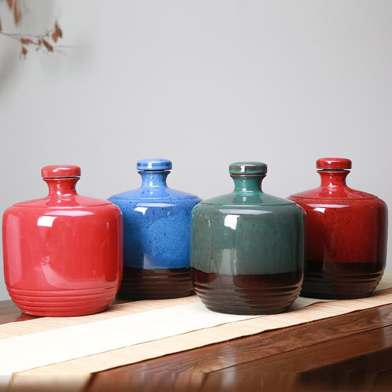 Factory Wholesale Ready Stock Yixing Ceramic Wine Bottle 5 Jin Capacity Sealed Wine Jar Yixing Earthenware Set