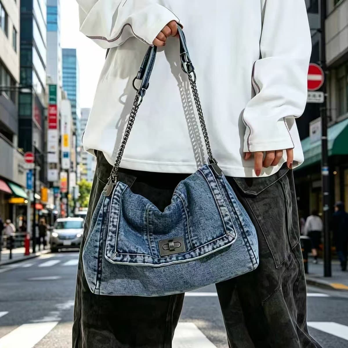 Denim Bag for Women 2026 Summer New Fashion Chain Bag Large Capacity Tote Bag Shoulder Crossbody Bag