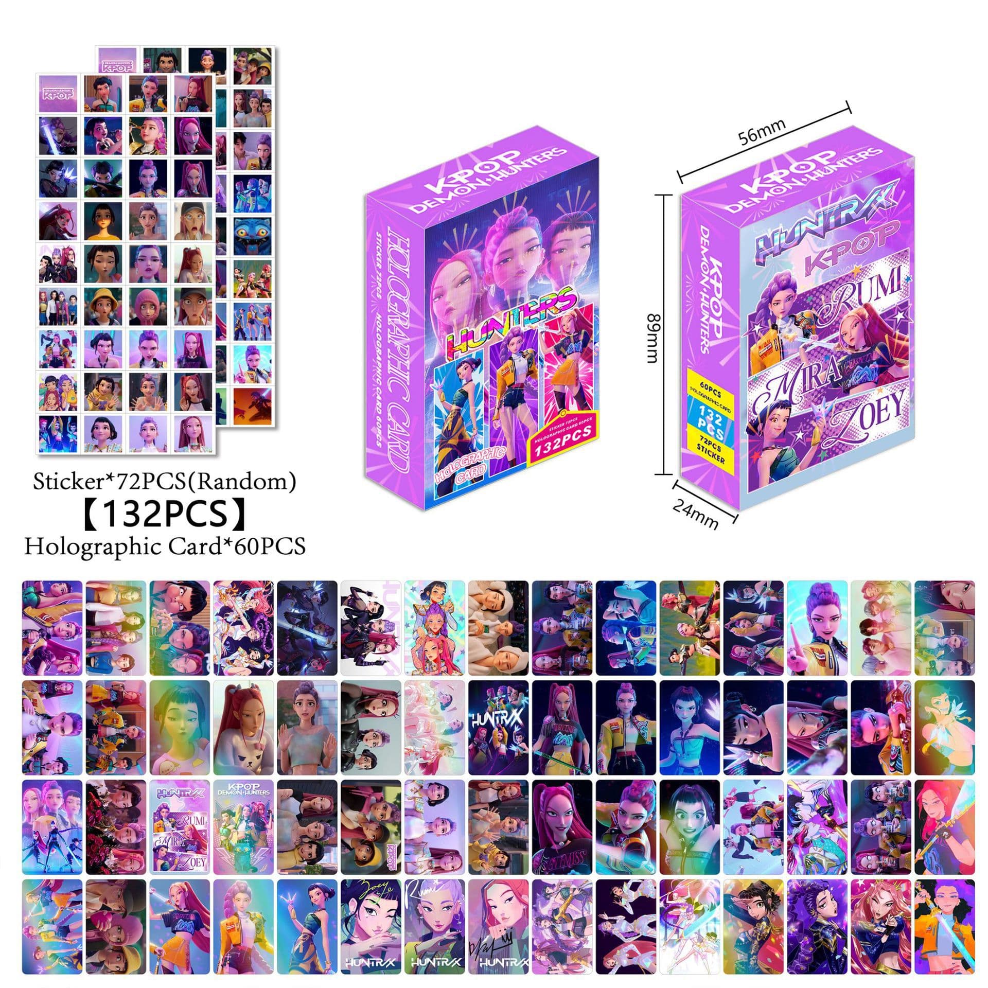 Cross-Border Exclusive Supply of 132 Kpop Demon Slayer Girl Group Anime Laser Photo Cards, Kpop Merchandise Lomo Cards