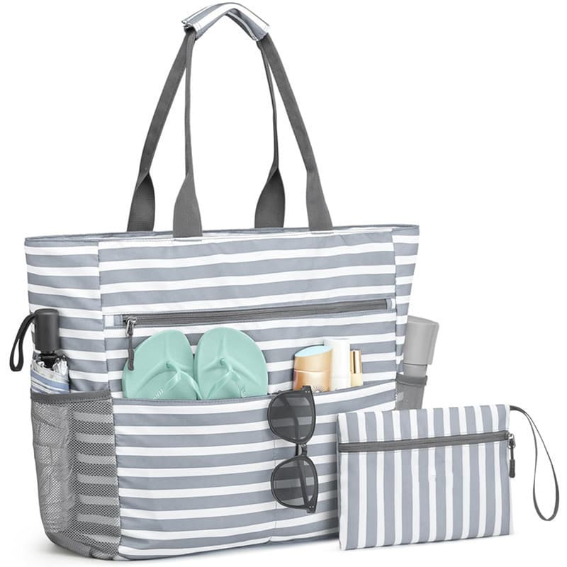 Large Beach Tote Bag Waterproof Sandproof Foldable High Capacity Portable Storage Bag