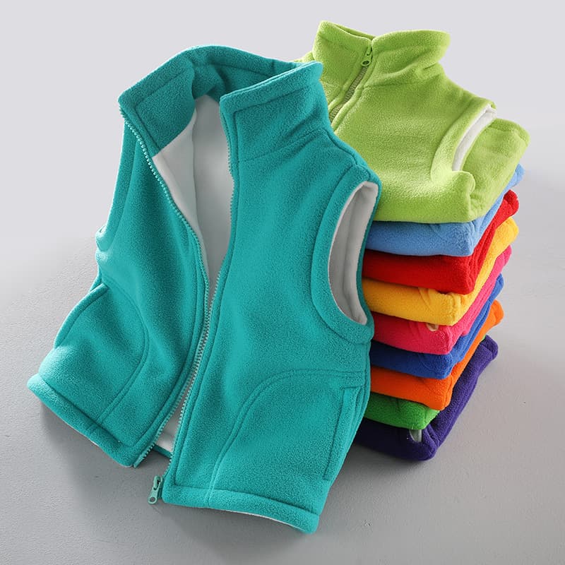 Children's Vest Unisex Outer Wear for Spring/Autumn/Winter, Thickened Polar Fleece Vest Sleeveless Jacket with Printed Logo for Kindergarten Wear