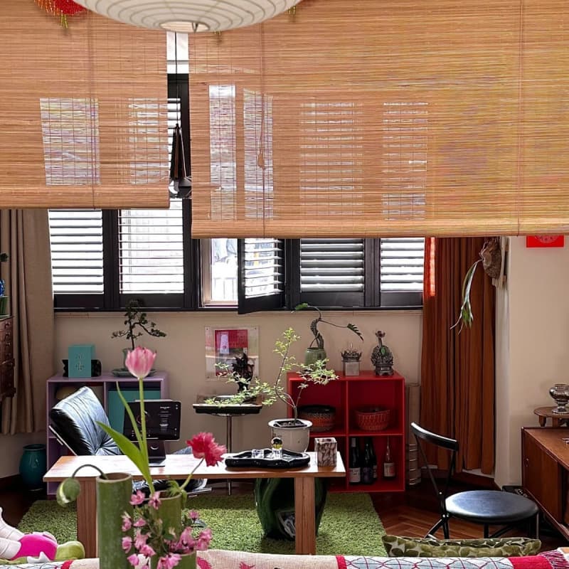 Bamboo Curtain Roller Shutter Door Curtain Partition New Chinese Style Summer Japanese Style Blackout Curtain Outdoor Tea Room Home
