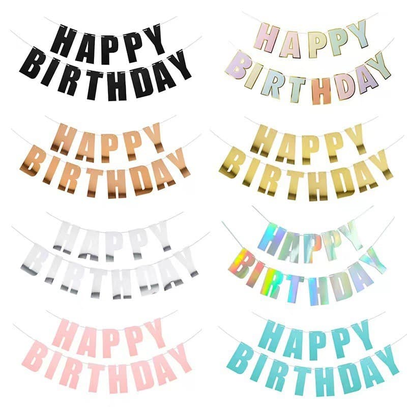 New creative Instagram-inspired rainbow laser glossy birthday banners, party decoration letter banners.