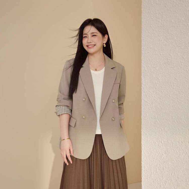 Versatile Notch Lapel Blazer - Xianlixiu Plus Size Women's Intellectual Light Mature Jacket for Curvy Women 2025 Autumn New Arrival