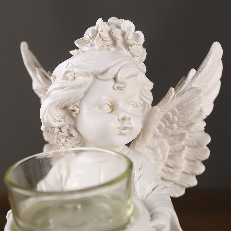 Wholesale European-Style Angel Candle Holder Resin Figurine Vintage Tabletop Decor Romantic Candlelight Dinner Atmosphere Ornament