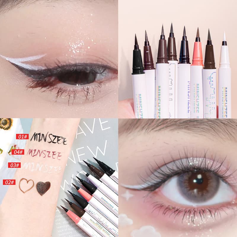 MINSHZEE Eyeliner Pen - Smudge-proof, Ultra-fine, Long-lasting, Brown, White, Color Eyeliner Liquid Pen - Cross-border