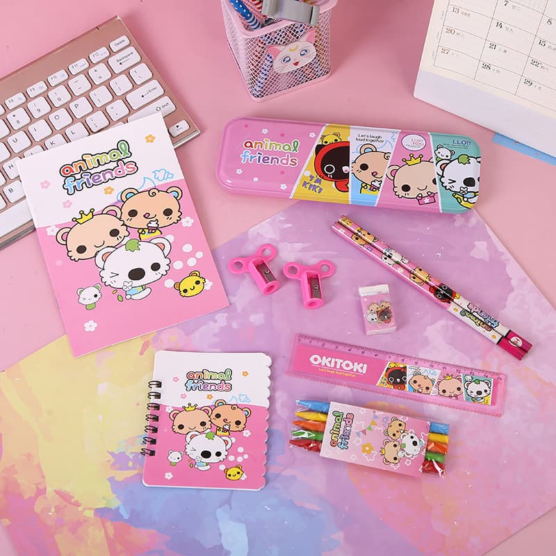 Cartoon Stationery Set Children's Day Activity Gift Pen Case Pencil Notebook Combination Stationery School Supplies Wholesale