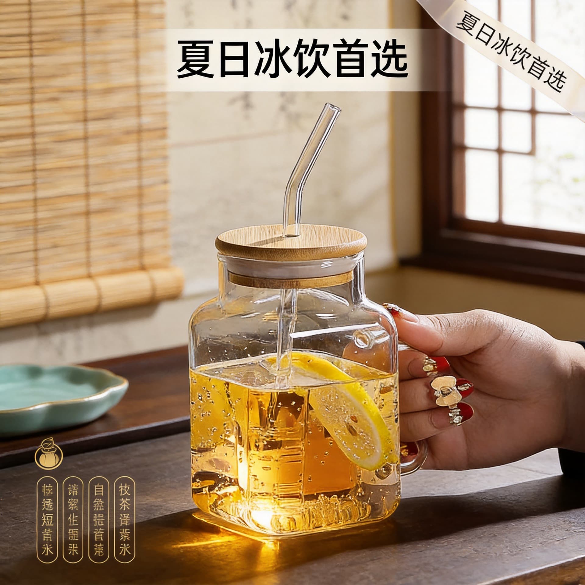 High borosilicate glass household high temperature resistant milk tea cup with lid and handle straw 2025 new drinking cup