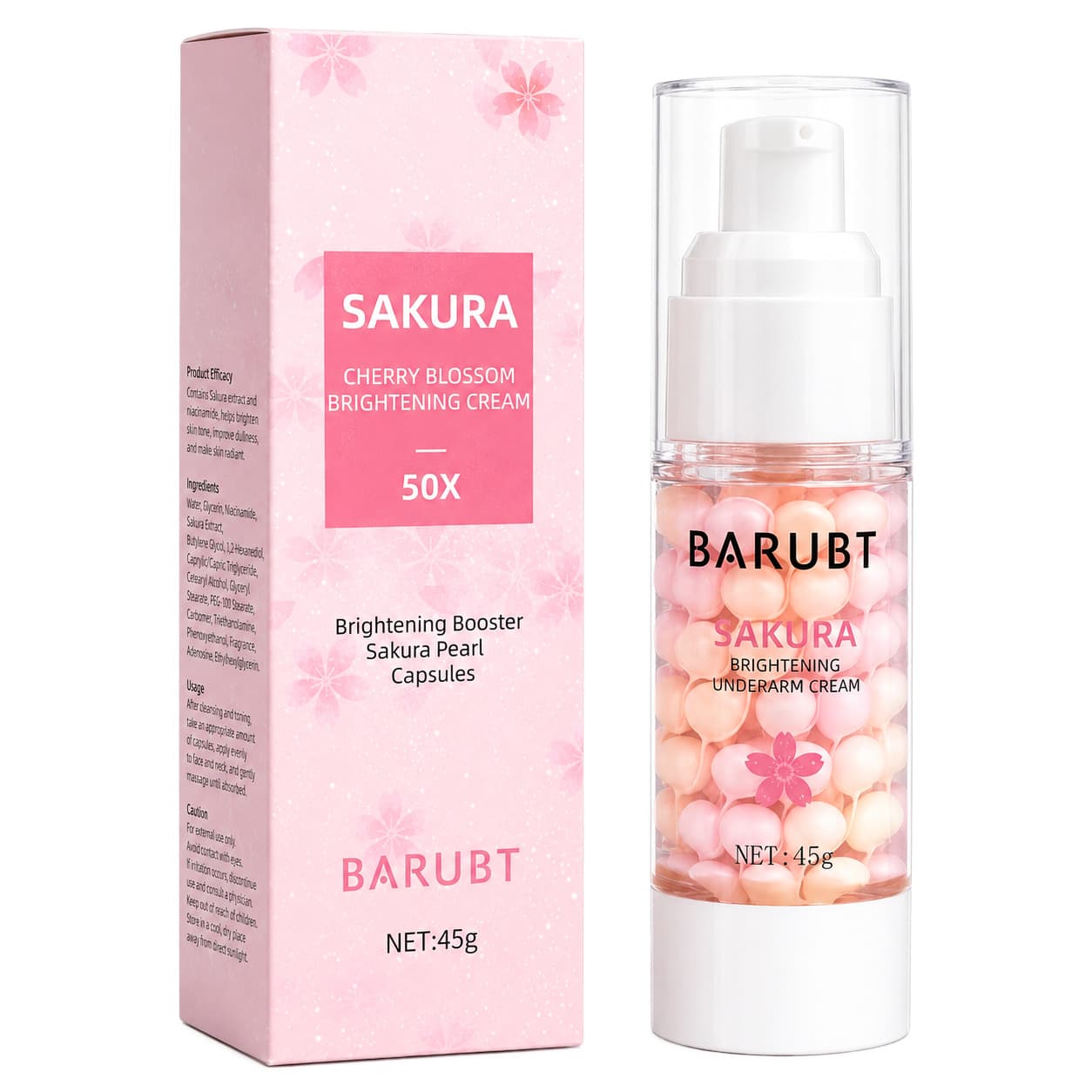 Cross-border BARUBT Sakura Pearl Capsule Brightening Cream, Underarm Melanin Deposition, Moisturizing and Brightening Body Lotion