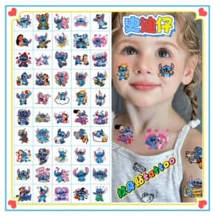 Amazon Hot Selling New Kids Cartoon Stitch Tattoo Stickers Kids Birthday Party Fashion Cute Tattoo Stickers