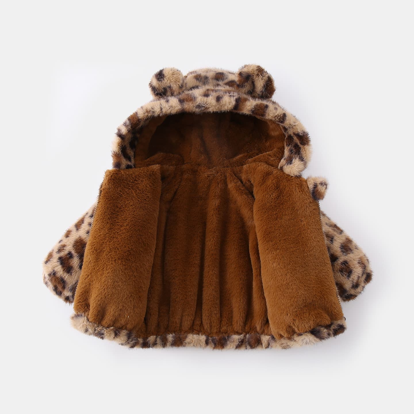 Girls' Thickened Jacket Autumn Winter 2025 New Boys' Leopard Print Fleece Padded Coat Children's Winter Cotton-Padded Jacket with Hat