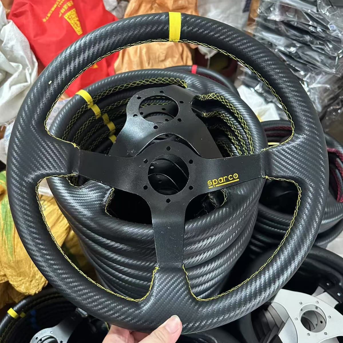 SP Carbon Fiber Steering Wheel 14-inch Racing Steering Wheel for Car Modification