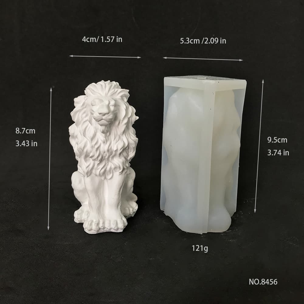 Sitting Lion Aromatherapy Candle Mold 3D Animal Plaster Ornament Candle Handmade Soap Mold 8456