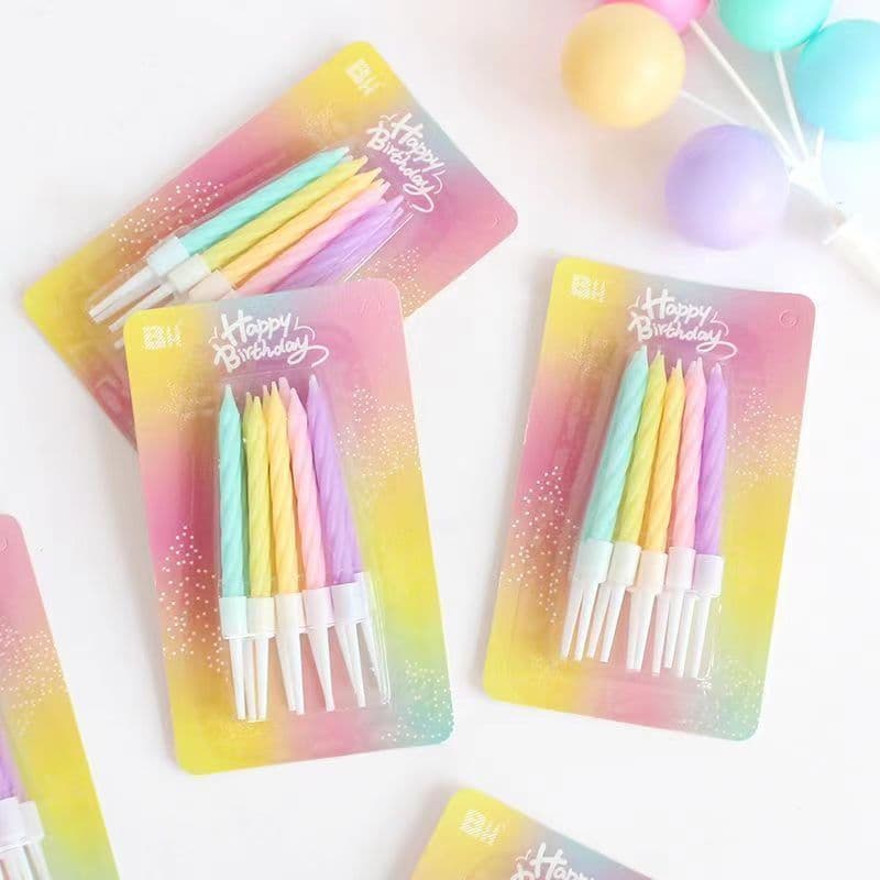 Colorful Birthday Candles Cake Decoration Spiral Candles Macaron Multicolor Kids Party Supplies Small Candles