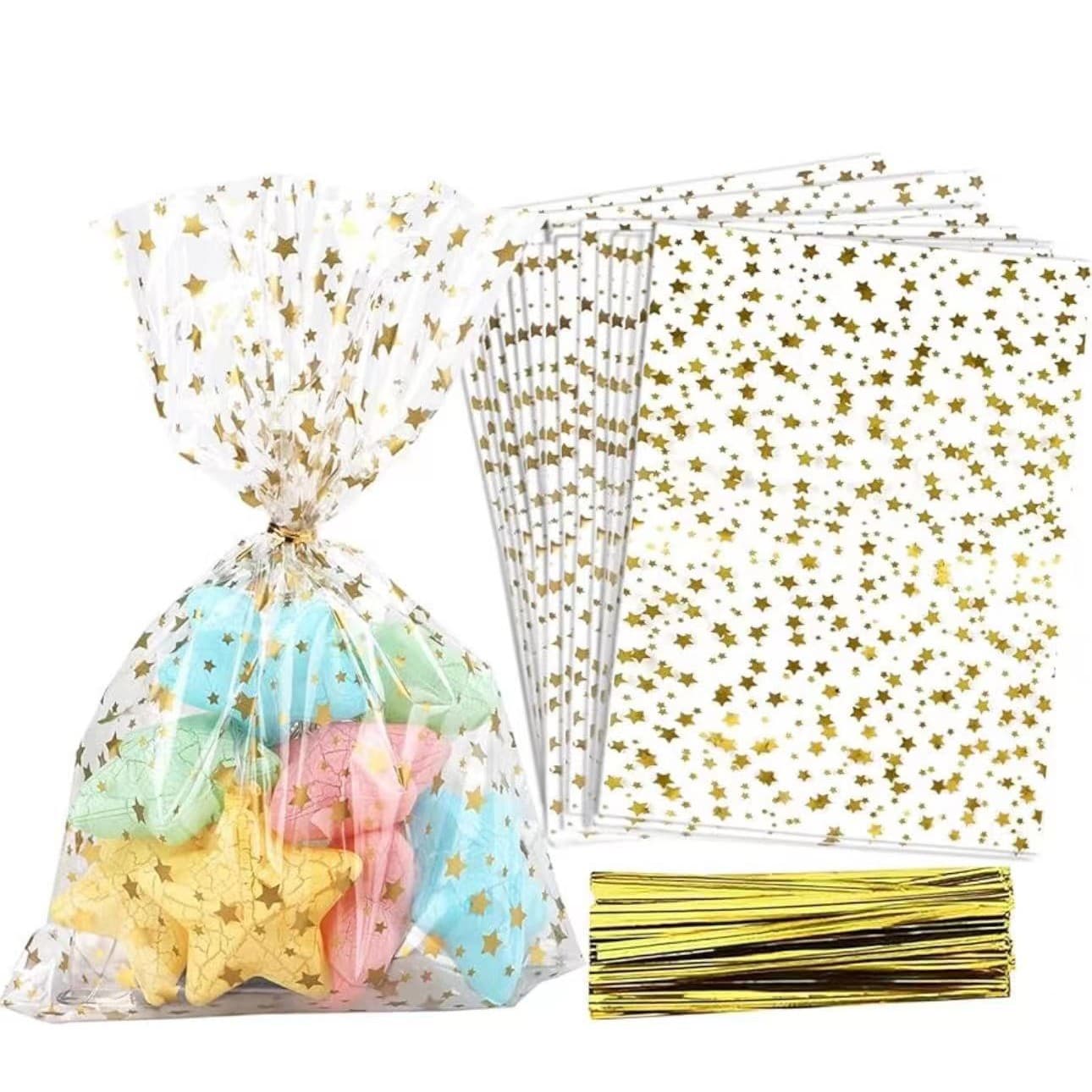 Spot goods cross-border star-shaped candy bags, cellophane party gift packaging bags, cookie and candy bags, OPP flat bags