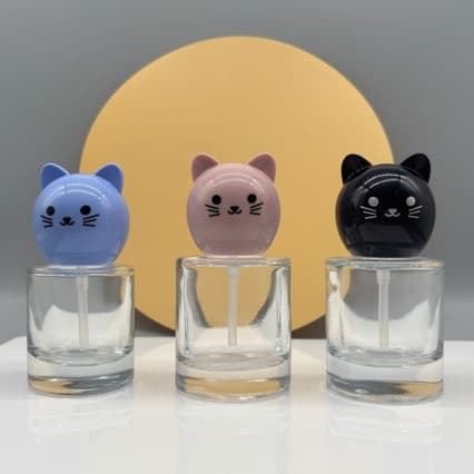 30ml 50ml foundation bottle, lotion bottle, cosmetic glass bottle, cartoon cover, straight round bottle, round ball bottle
