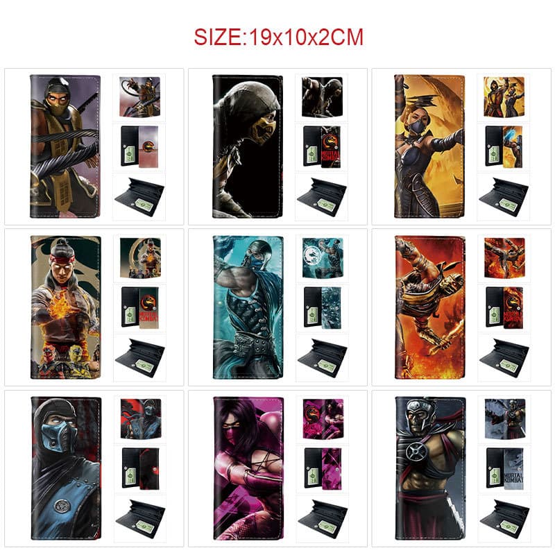 Popular Mortal Kombat peripherals, vertical snap button, 3-fold bifold wallet, full-color printed small wallet with large capacity