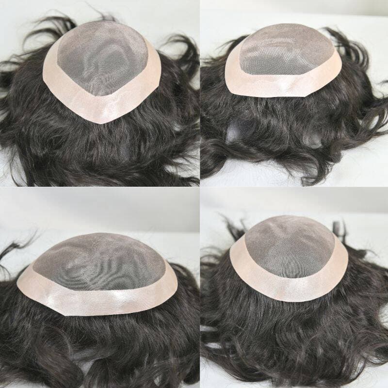 3# Mesh Hand-Tied Stock MONO Mesh Men's Hair System Real Human Hair Toupee for Men