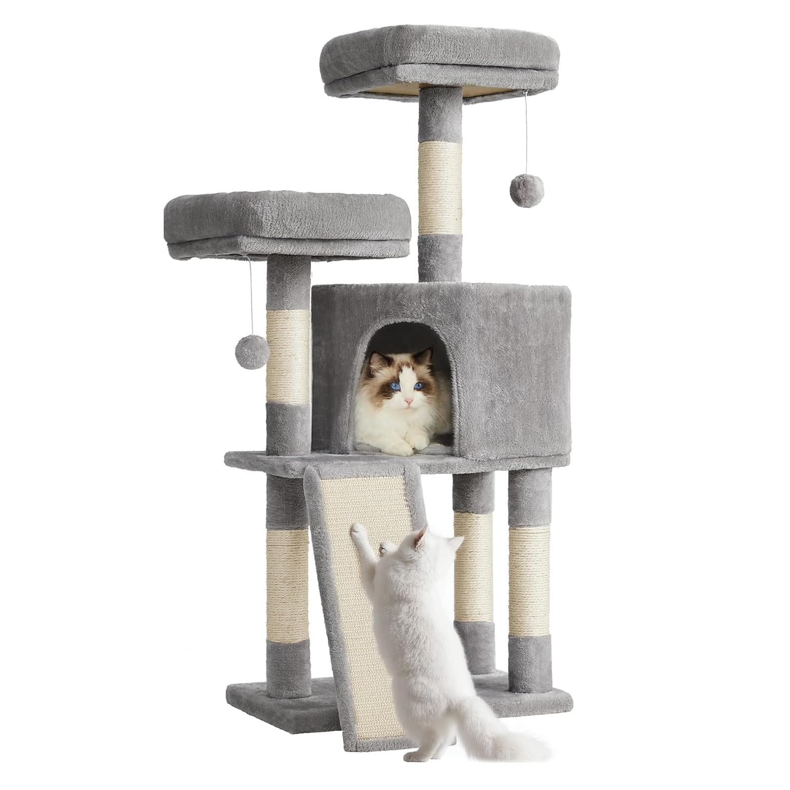 Pet Supplies Gray Multi-Level Cat Tree Cat Bed Cat Scratcher Integrated Cat Climbing Wall Sticker Wear-Resistant Sofa N115