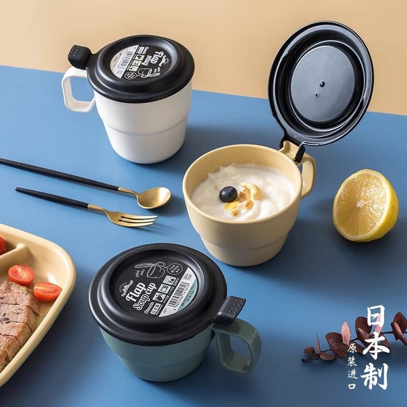 Breakfast Cup for One, Soup Cup Microwave-Safe for Heating Milk, Portable Porridge and Drink Bottle for Office Workers Cross-Border Wholesale