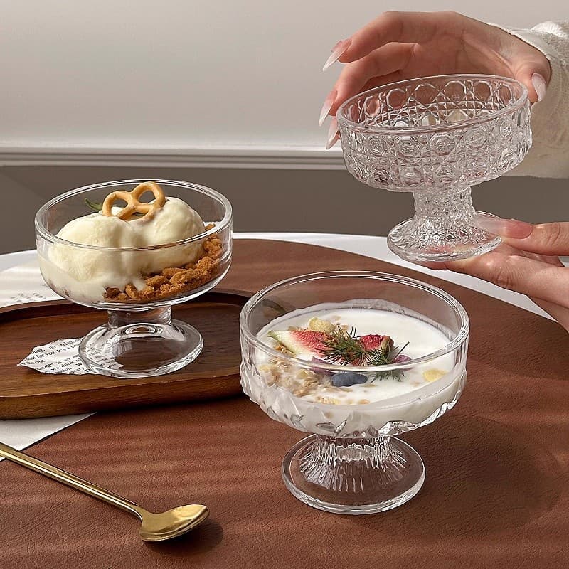 Ins style ice cream ball cup glass yogurt bowl tall dessert bowl high-looking ice cream milkshake pudding mousse cup