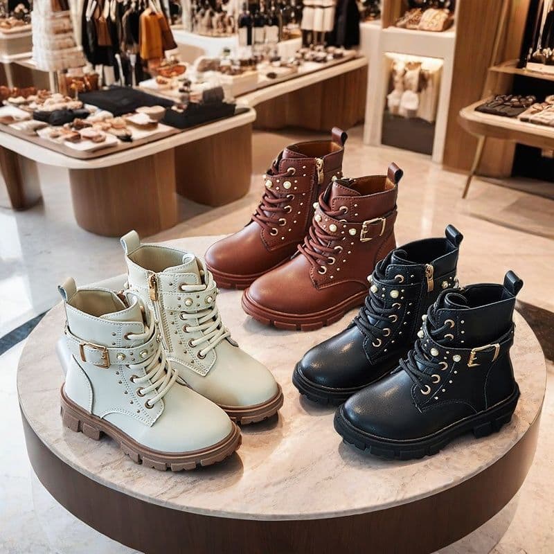 Girls Princess Boots Autumn and Winter New Girls British Style Performance Ball Short Boots Fashion Side Zipper Exquisite Single Boots