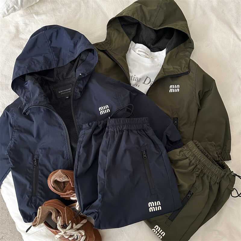 Children's Jacket Set 2025 Autumn Boys and Girls Hooded Zipper Jacket Baby Casual Pants Two-piece Cotton Set
