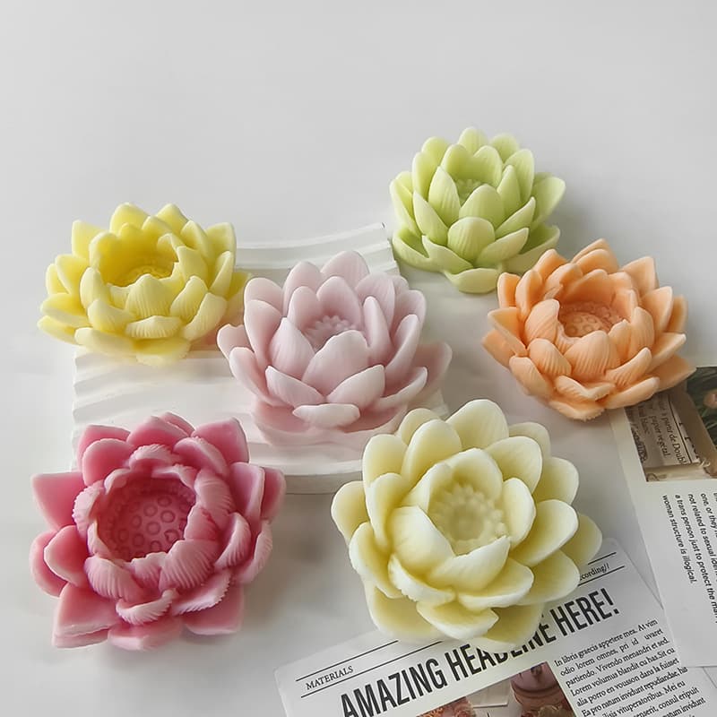 Three-Dimensional Flower Silicone Mold Lotus Flower Aromatherapy Candle Plaster Resin Handmade Soap Fondant Cake Mold