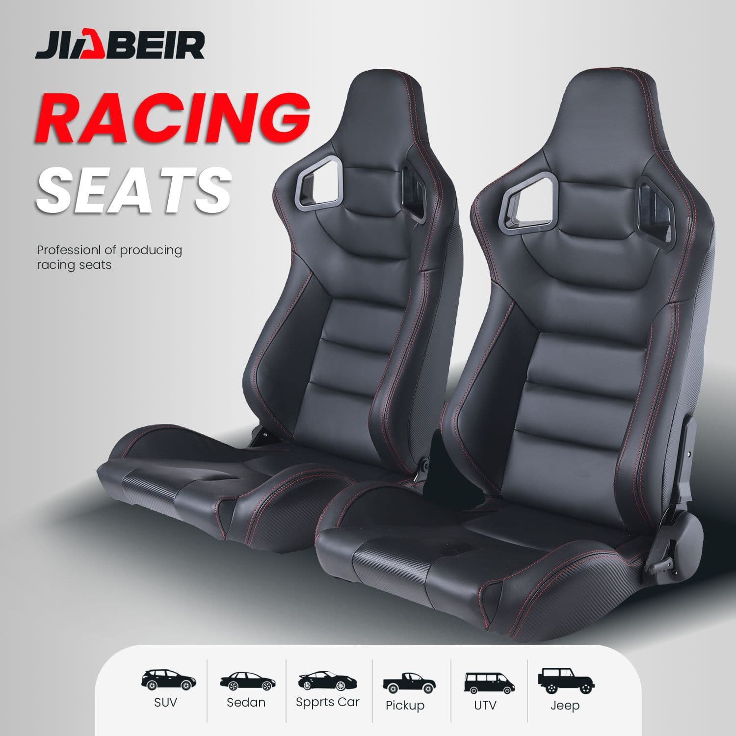 Car Modification Racing Seat Simulator Seat Sports Car Gaming Seat PVC Leather Adjustable Backrest