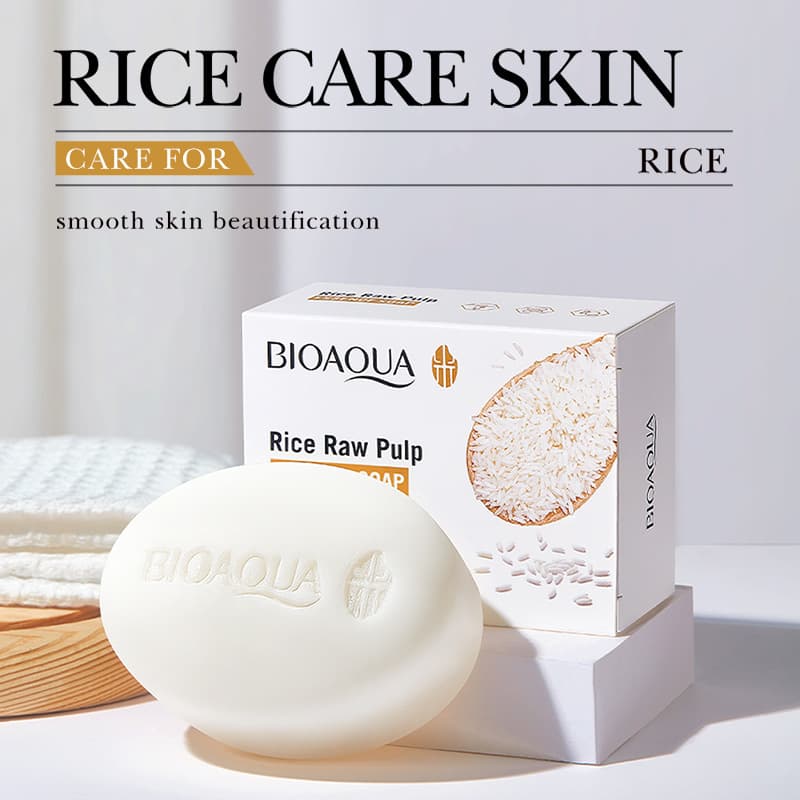 Foreign trade cross-border BIOAOUA rice puree soap bath oil control face wash bath soap essential oil handmade soap batch