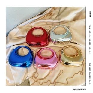 New Cross-Border Evening Bag Fashion Chain Mini Bag Crescent Acrylic Bag Lipstick Coin Children's Crossbody Bag