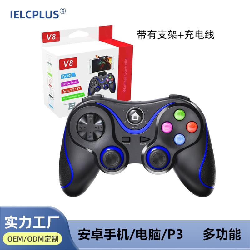 Factory V8 Smart Wireless Bluetooth Game Controller Multi-function 2.4G Android iOS Phone / PS3 / PC / Gamepad