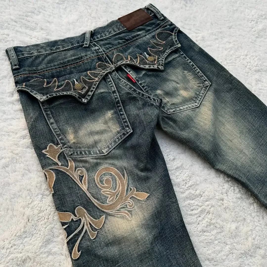 European and American 2025 New Y2K Harajuku Retro American Jeans Goth Street Dance Street Casual Loose Blue