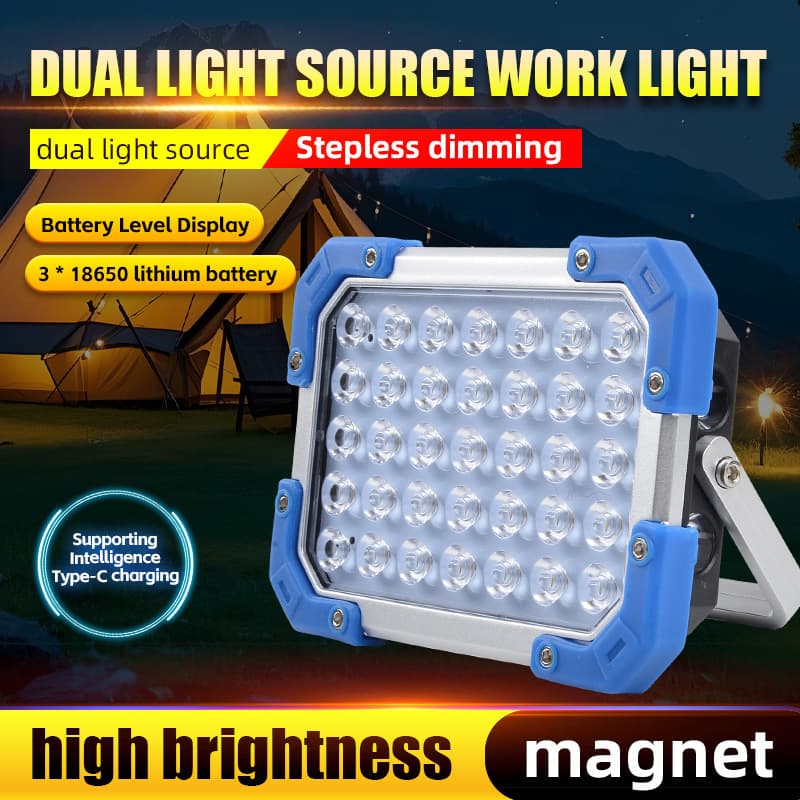 Cross-Border New Charging Handheld Light Portable Camping Light Rechargeable USB Multi-Function Emergency Lighting Magnetic Digital Display