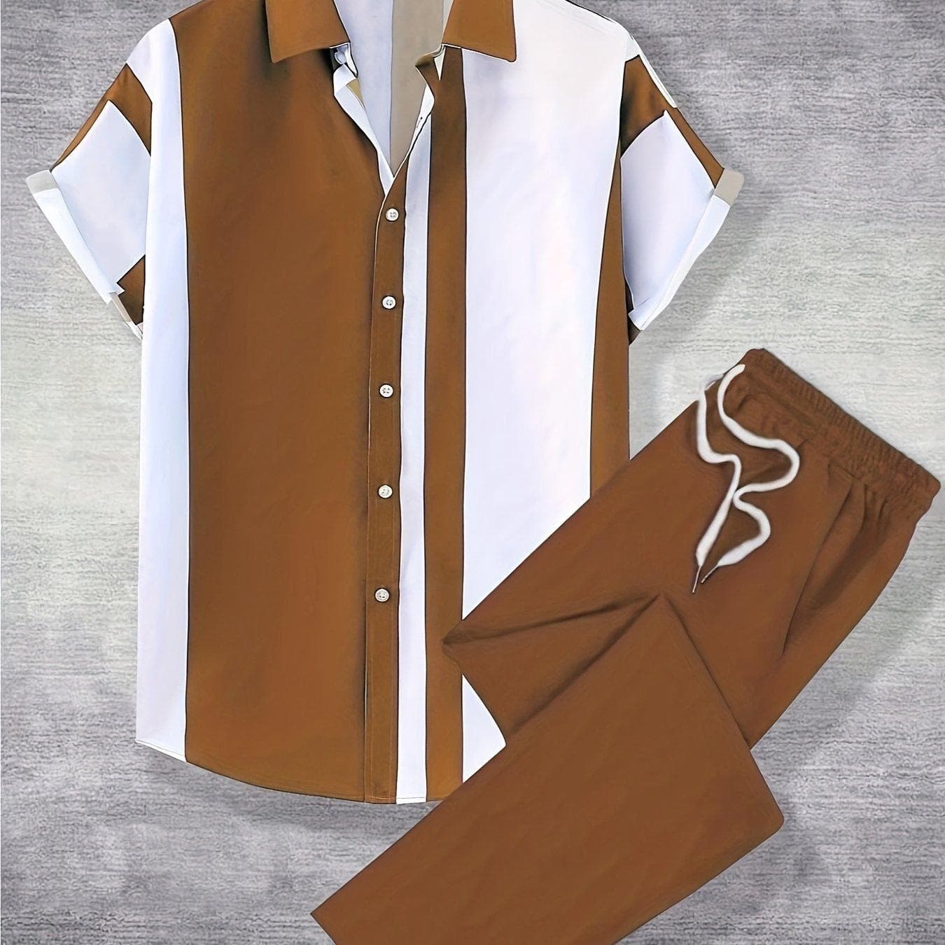 Cross-border Trade Men's Casual Fashion Short Sleeve Shirt + Long Pants Set Hawaiian Shirt 3D Digital Print