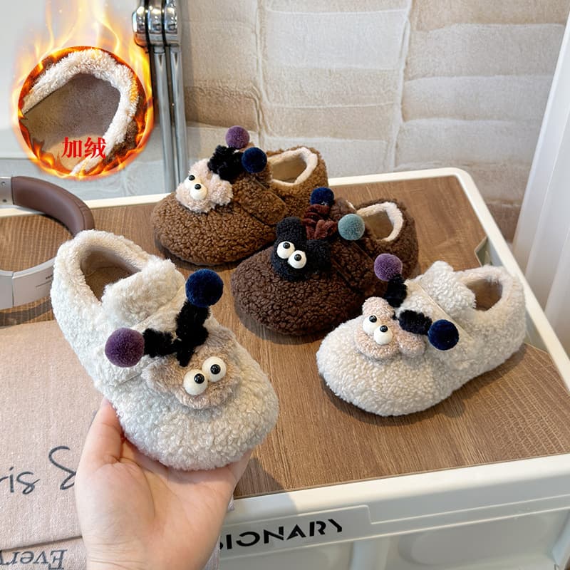 Children's Shoes, 2025 Winter New Style Girls' Birkenstock Fleece-Lined Warm Cotton Shoes, Boys' Cute Fuzzy Cartoon Baby
