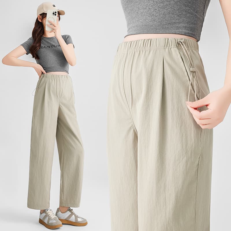 Maternity Pants Spring Summer Thin Style 2025 New Spring Maternity Wide Leg Pants Long Pants Non-Constricting Belly
