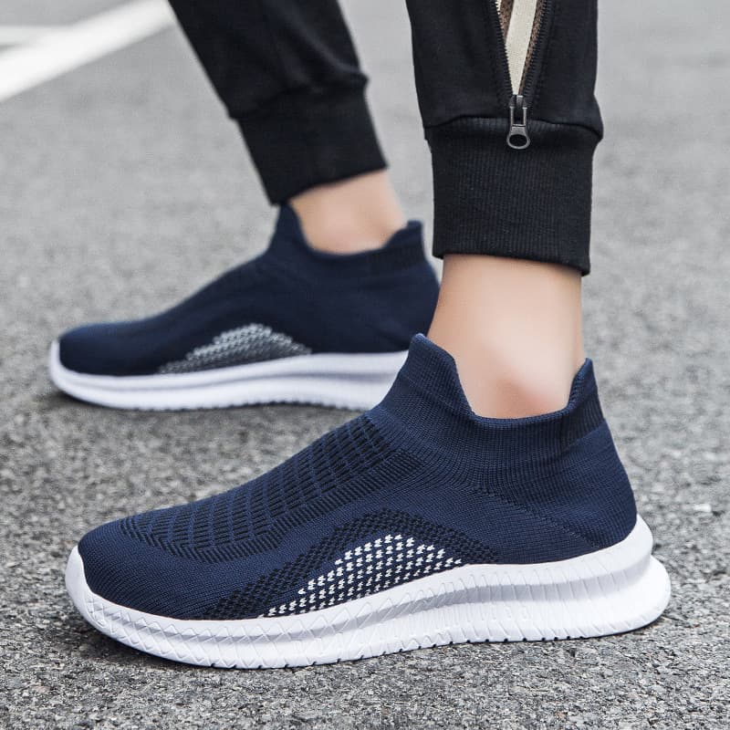 Cross-Border Large Size Breathable Knit Sock Shoes, Casual Sports Shoes, Lightweight Running Shoes, Flat Trendy Shoes for Men