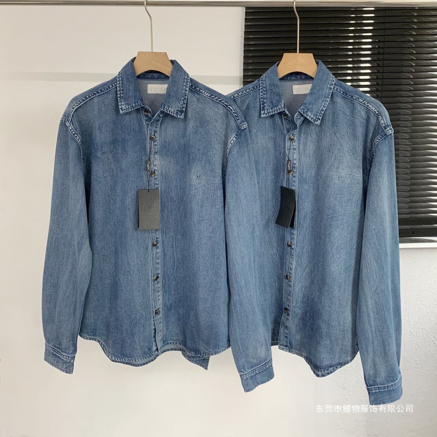 Embroidered SL Denim Shirt - New Fall Washed Blue Long-Sleeve Shirt Jacket Unisex Celebrity Style Casual