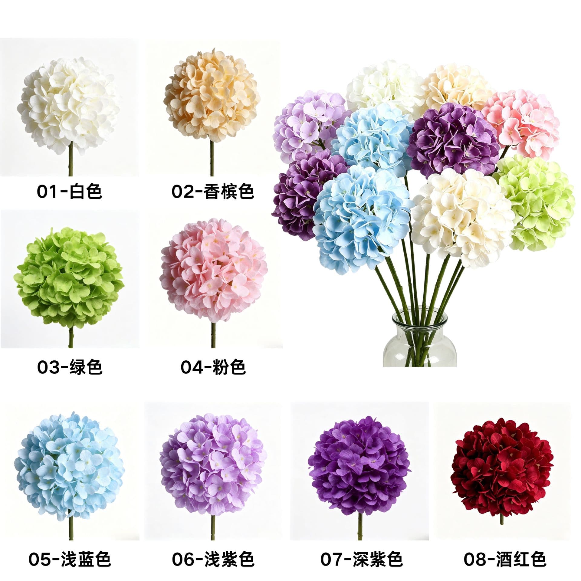 Artificial flowers for wedding floral arrangements, flowers for decoration, artificial lollipops, hydrangeas, scene landscaping, artificial flowers