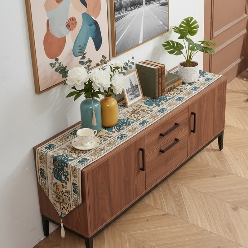 American retro chenille elephant table runner warm home light luxury dining table desk table runner non-slip coffee table fabric table