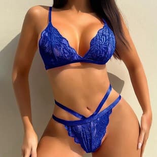 New European and American Lace Three-Point Bikini Sexy Lingerie Backless Temptation Sexy Bra Set Sexy Set